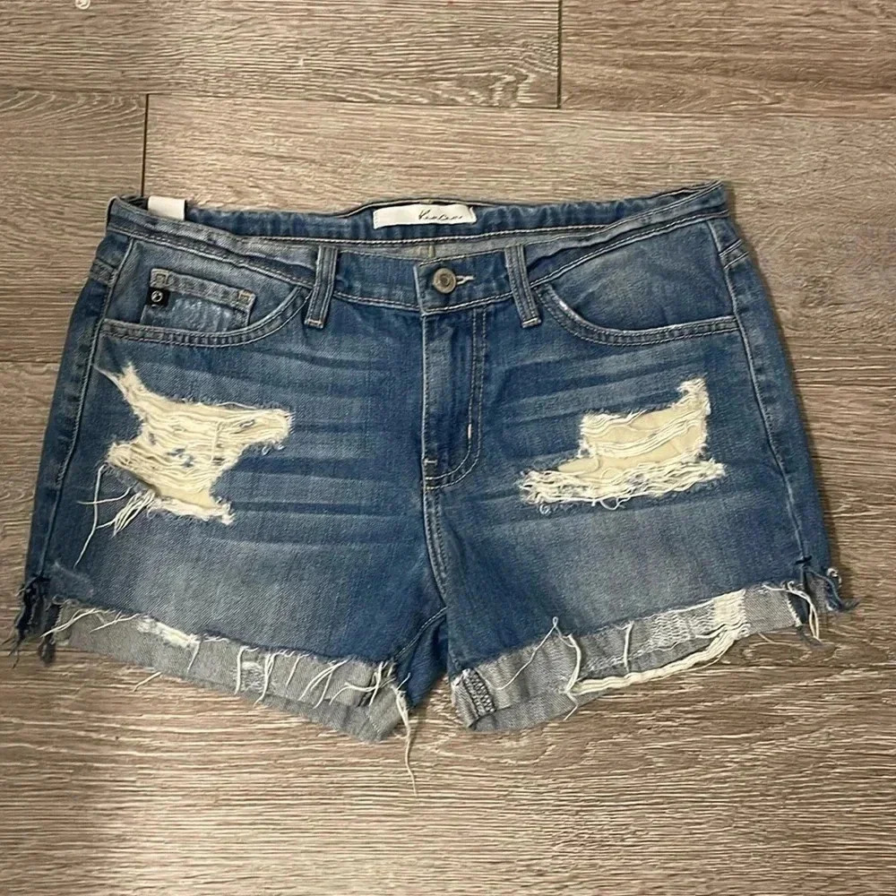 Kancan distressed denim jean blue shorts size 26